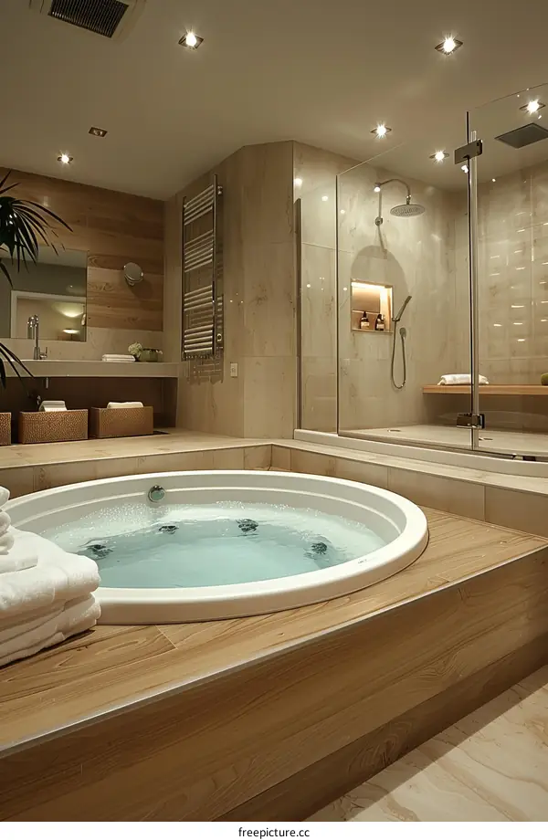 Modern Luxurious Spa Bathroom with Jacuzzi