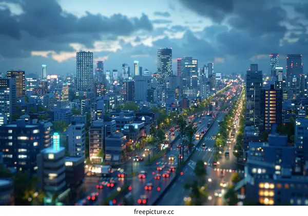 Night Cityscape Panorama Illustrative