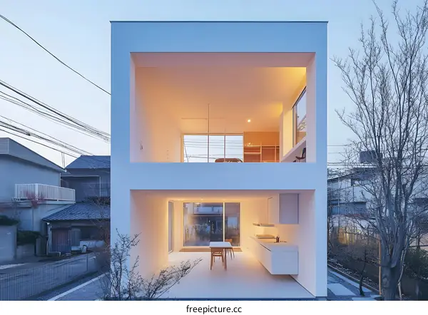 Modern Minimalist Two Story House with Open Layout