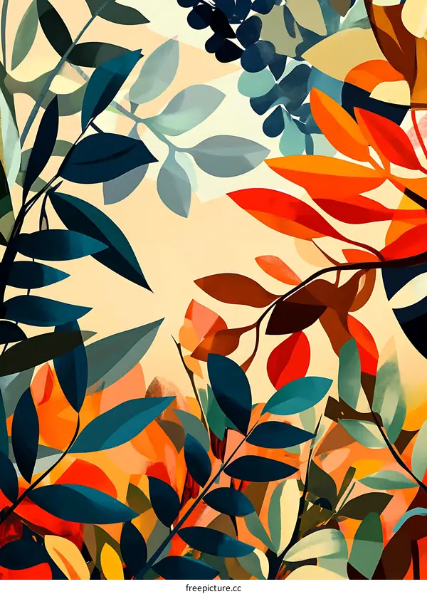 Abstract Colorful Leaves Illustration