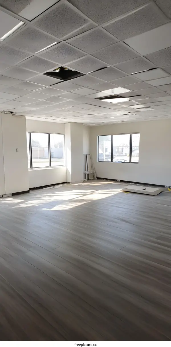 Empty Office Space with Suspended Ceiling