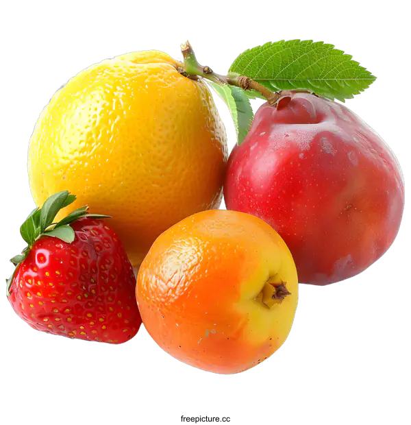 [Transparent Background PNG]Fresh Organic Fruits Isolated on White Background