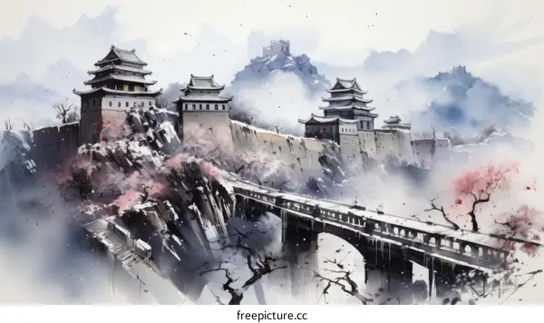 An illustration of a chinese ancient Great Wall