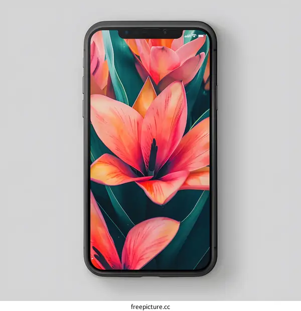 Phone with Flower Wallpaper