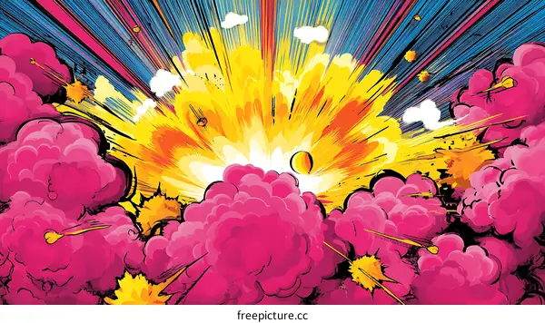 Explosion Comic Book Illustration with Vivid Colors