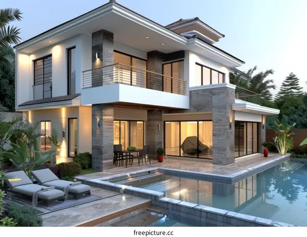 Modern Villa with Swimming Pool Exterior Design