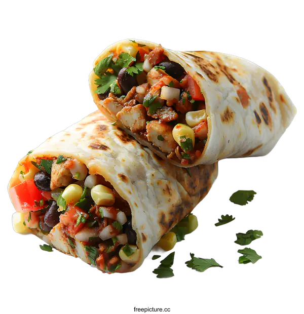[Transparent Background PNG]Chicken and Black Bean Burritos