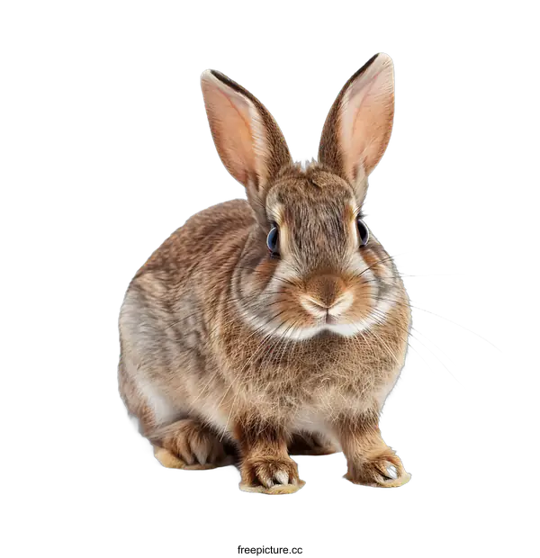 [Transparent Background PNG]Cute Brown Rabbit Sitting on White Background