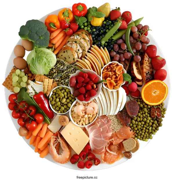 [Transparent Background PNG]Round Platter with Assorted Food
