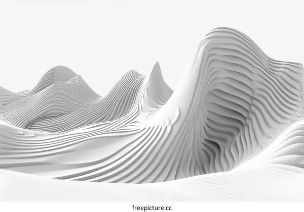 White abstract landscape with smooth geometric shapes