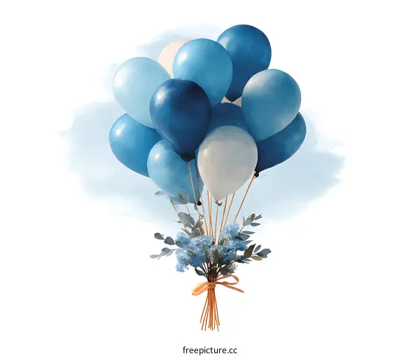 Bunch of Blue and White Balloons Illustration