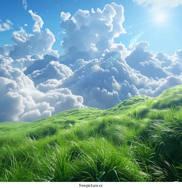 Beautiful Summer Day with Fluffy Cloudscape