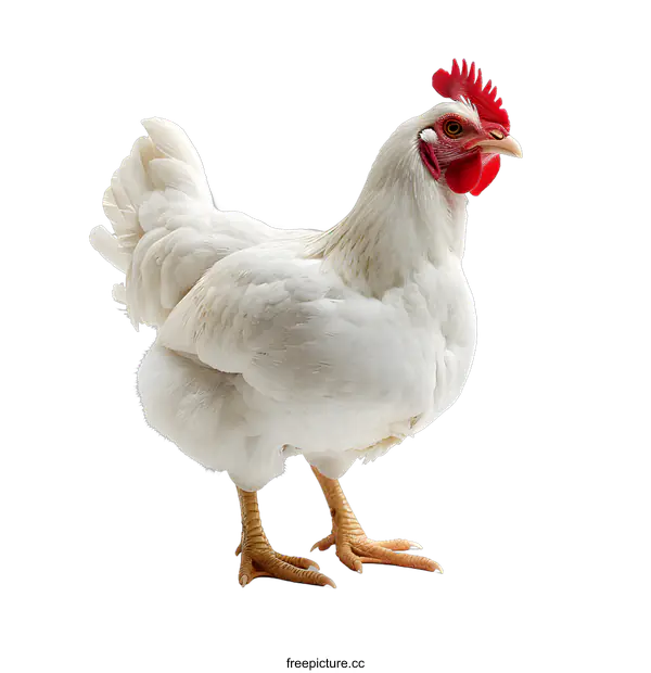 [Transparent Background PNG]A white chicken standing on a white background