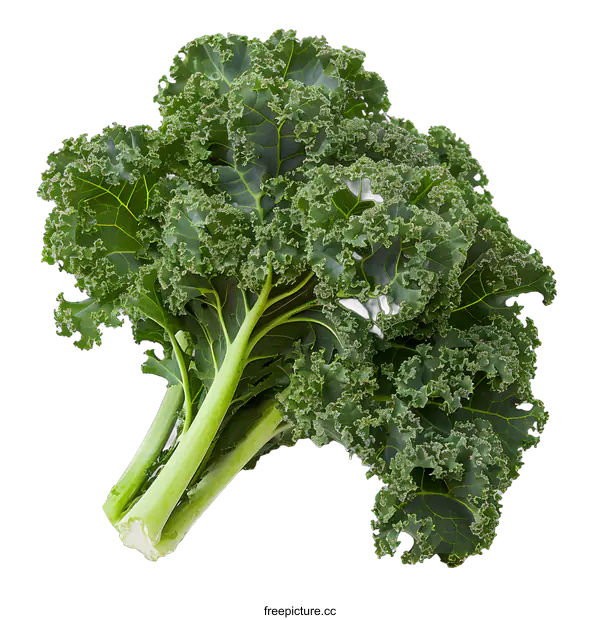 [Transparent Background PNG]Fresh Green Kale Leaves on White Background
