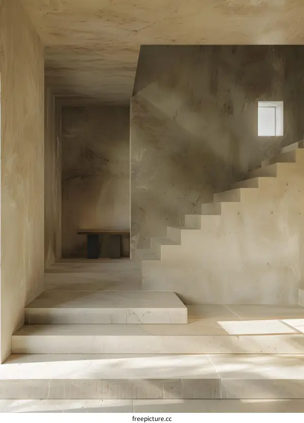 Minimalist Stone Staircase Interior Design