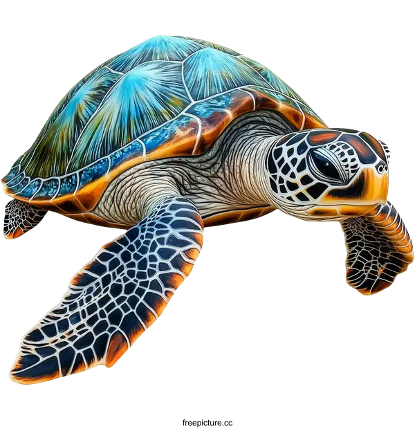 [Transparent Background PNG]Colorful Sea Turtle Illustration