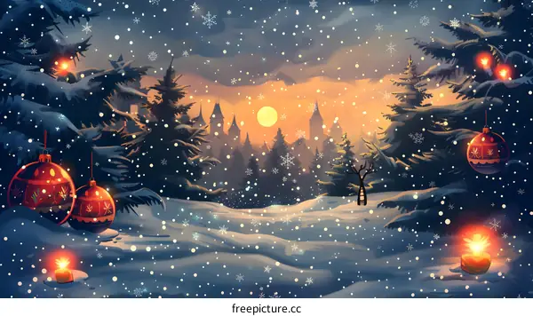 Christmas Snow Scene Illustration