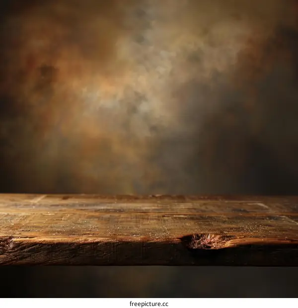 Rustic wooden table against blurred background