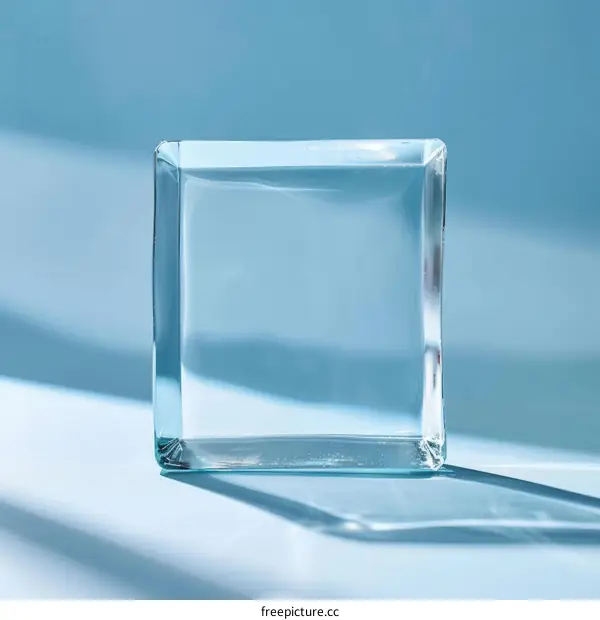 Glass Block with Blue Background and Shadows