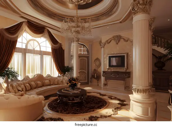 Luxury Living Room Interior Design with Ornate Details