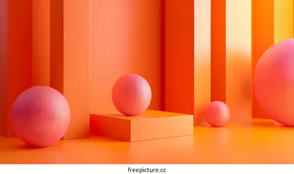 Orange Minimalist Stage with Spheres