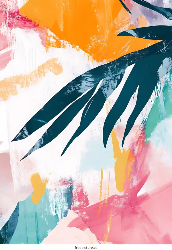 Abstract Painting with Palm Leaf