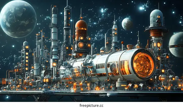Steampunk Space Factory in the Cosmos
