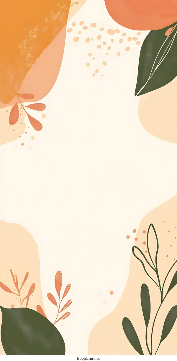 Abstract Minimalist Watercolor Floral Border Background