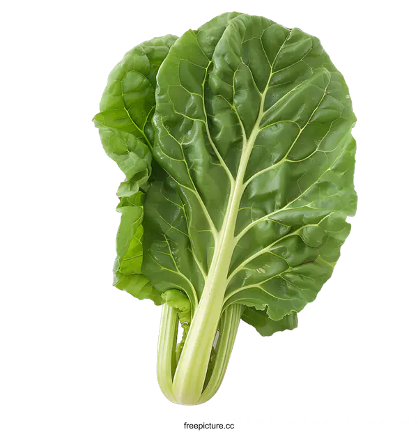 [Transparent Background PNG]Fresh Green Chard Leaf Isolated on White Background