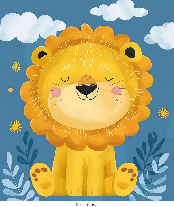 Cute Cartoon Lion Illustration