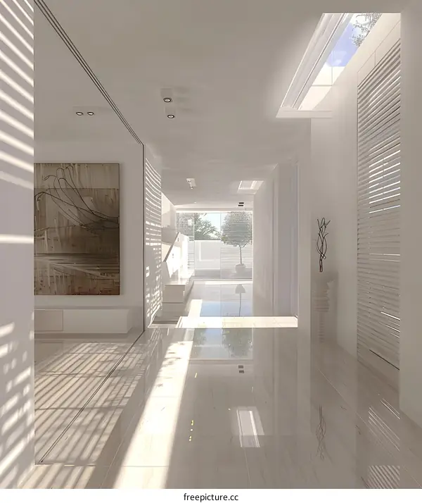 Modern Minimalist Interior Design with White Walls and Marble Floor