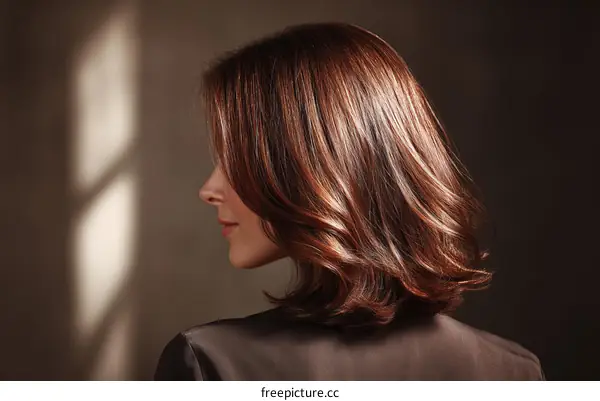 Close-up Profile Portrait of a Woman with Brown Hair