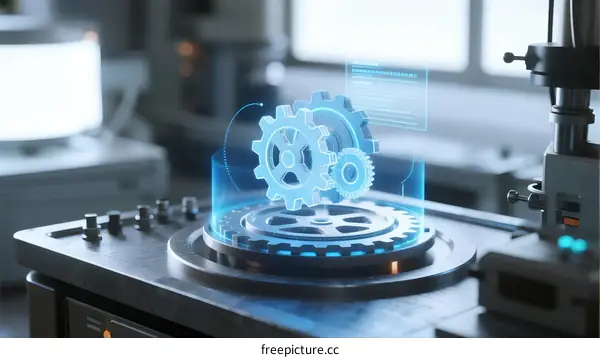Digital Gears Displaying Mechanical Engineering Concept