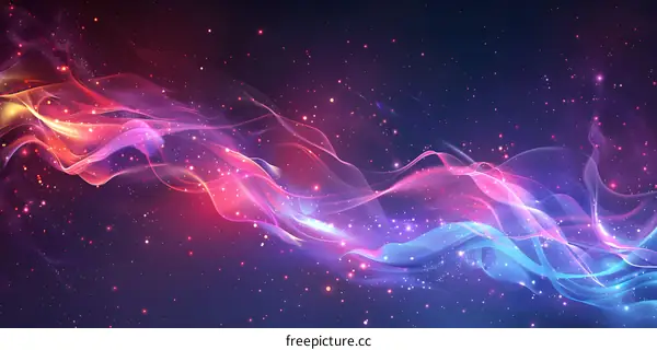 Colorful smoke waves flowing through space
