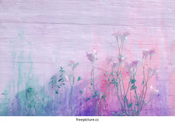 Pastel Flowers on a Light Purple Wall Illustration