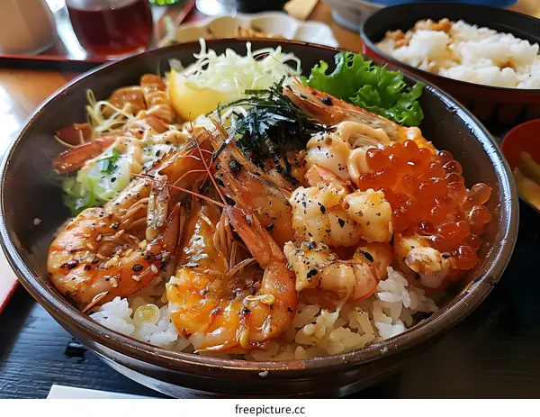 Japanese Shrimp and Roe Rice Bowl