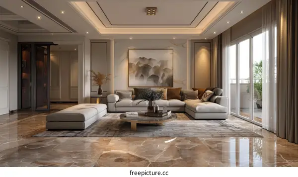 Modern Living Room with Comfortable Sofa and Stylish Decor