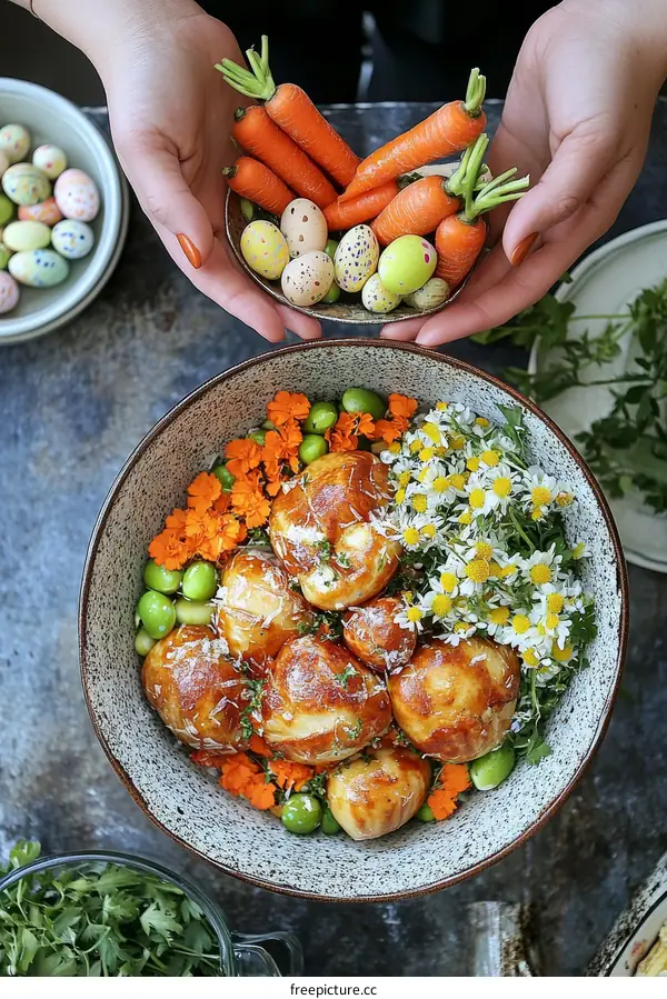 Easter Festive Food Platter with Roasted Potatoes