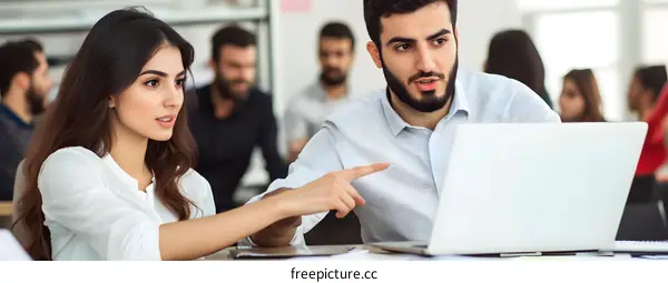 Business People Working on Laptop in Office