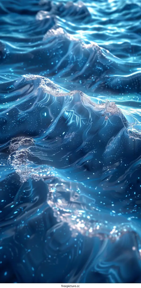 Shimmering Deep Blue Ocean Water Surface