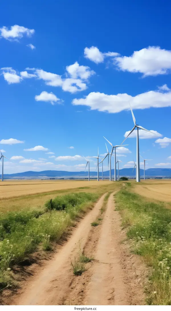 Wind turbines in a wheat field
