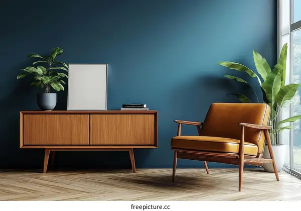 Mid-Century Modern Living Room Interior Mockup