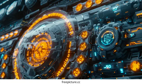 Futuristic spaceship control panel