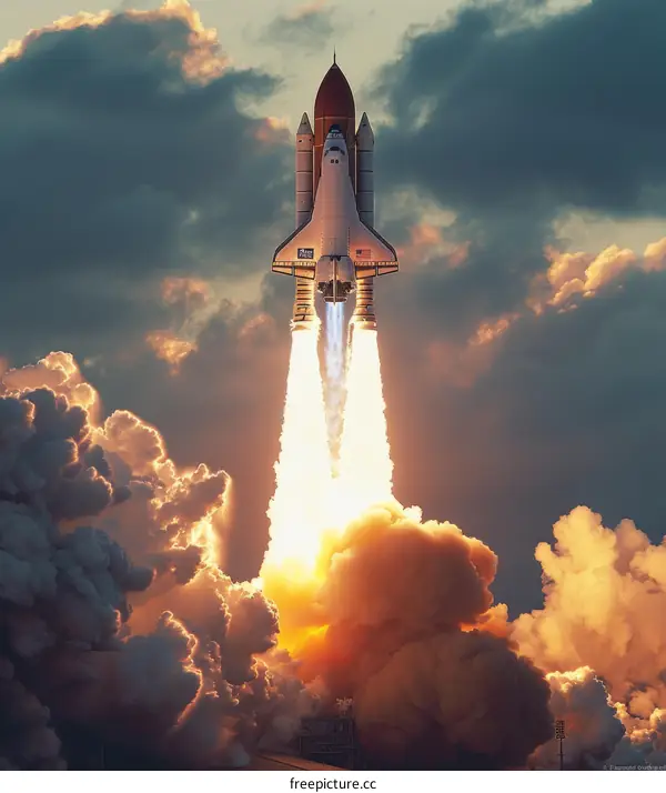Space Shuttle Atlantis launching into space