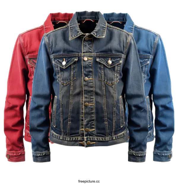 [Transparent Background PNG]Three Denim Jackets on transparent background