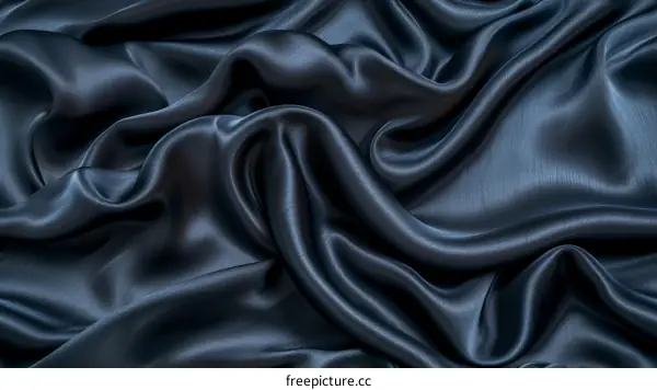 Dark blue silk fabric with waves