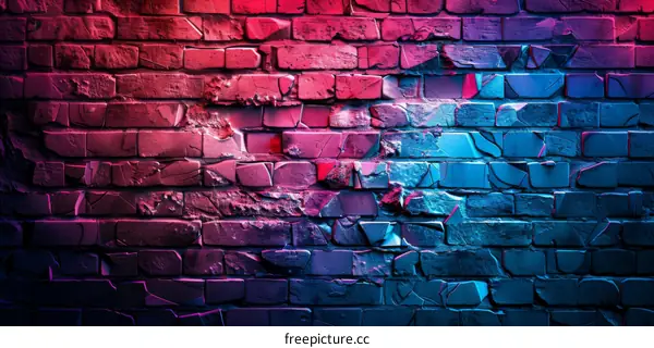 Blue and Purple Cracked Brick Wall