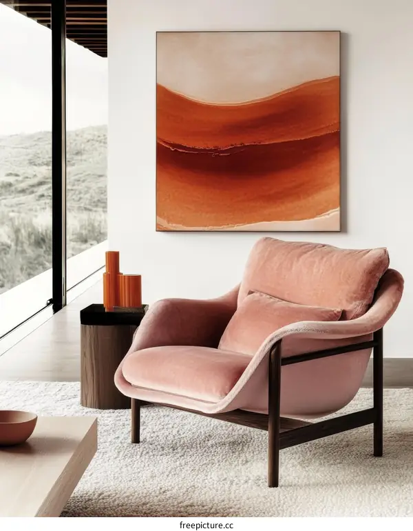 Modern Living Room Interior with Abstract Art