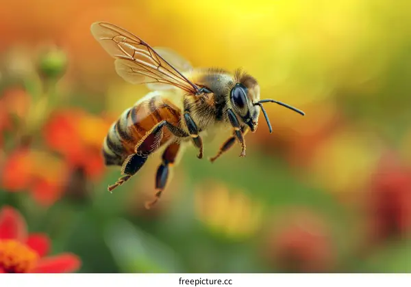 A bee in flight