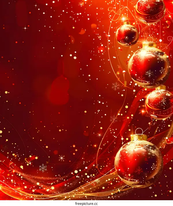 Christmas decoration with red balls and snowflakes